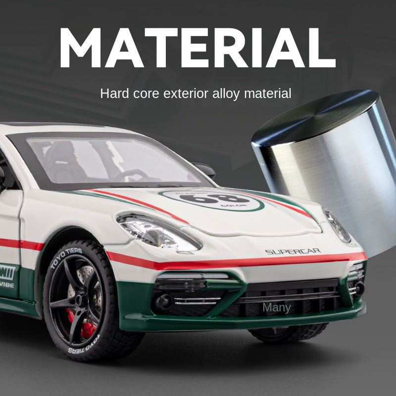 Chezhi 1:24 Track Edition Die-Cast Alloy Model - Compatible with Porsche Panamera - Feature-Packed with Spray Effect, Opening Doors, Realistic Sound & Light, Pull-Back Action, Shock Absorption & Steering