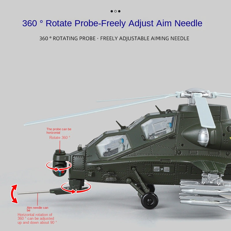 QiYi 1:48 Licensed CAIC Z-10 Attack Helicopter Die-Cast Alloy Model - Official Military Helicopter with Coasting Action, Removable Missiles & Rotor Blades