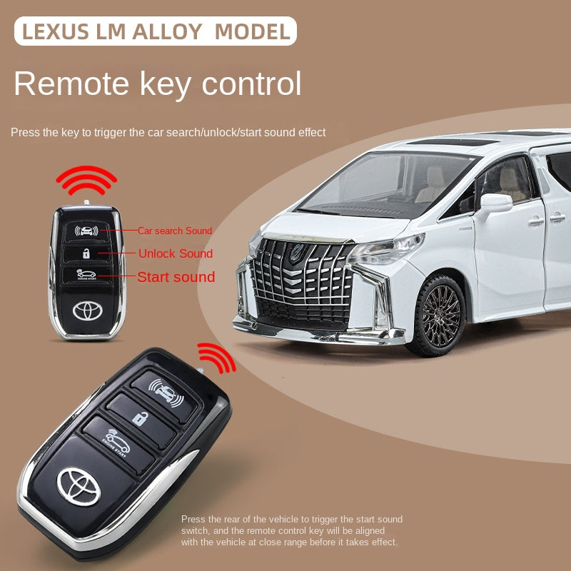 ZGTX 1:24 Scale Die-Cast Alloy Model Toy Compatible with Toyota Alphard - Remote Key Controlled Sound & Light, Opening Doors, Pull-Back Function, Steering & Horn - Luxury MPV Collection