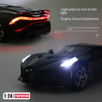 Black Mamba 1:24 Die-Cast Alloy Model - Compatible with Bugatti La Voiture Noire - One-of-One Hypercar with Opening Doors, Sound & Light, Pull-Back Action & Adjustable Rear Wing