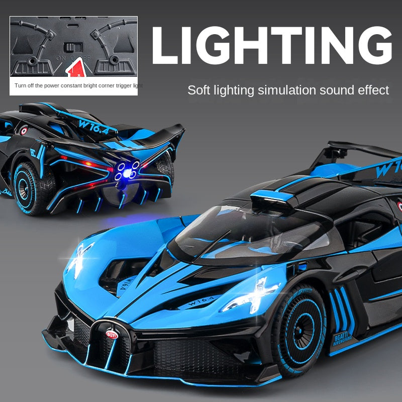 Chezhi 1:24 Scale Smoke Effect Edition Die-Cast Alloy Model Toy Compatible with Bugatti Bolide - Opening Doors, Sound & Light, Pull-Back Function, Shock Absorption, Steering & Horn - Hypercar Collection