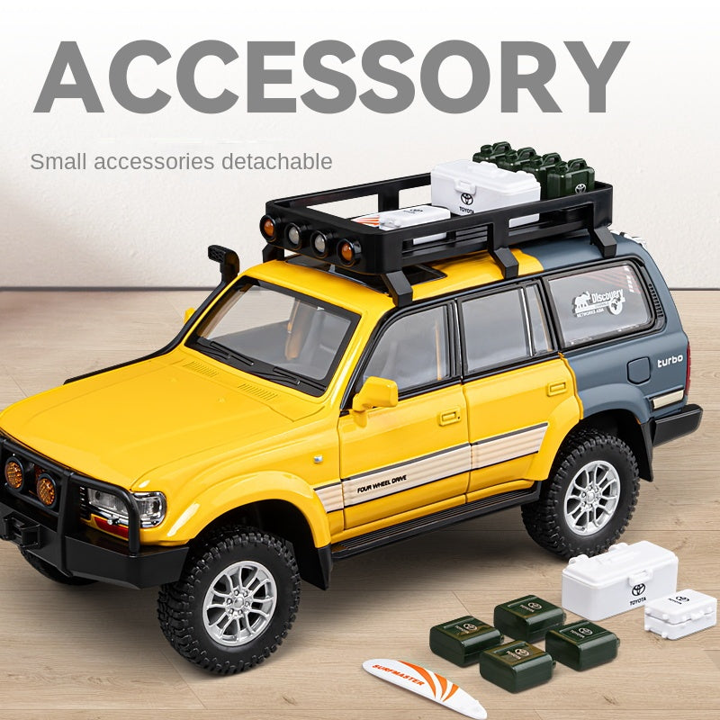 Chezhi 1:24 Licensed Toyota Land Cruiser LC80 Die-Cast Alloy Model - Official Off-Road Legend with Roof Rack, Opening Doors, Sound & Light, Pull-Back Action, Shock Absorption, Steering, Horn & Opening Fuel Cap