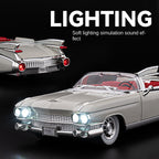 Modelo de juguete Chezhi de aleación fundida a presión a escala 1:24 compatible con Cadillac Eldorado: puertas que se abren, sonido e iluminación, función de retroceso, amortiguación, dirección y bocina. Colección de autos clásicos de lujo.
