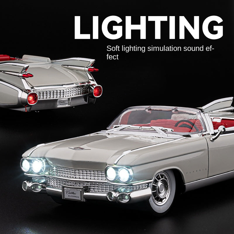 Modelo de juguete Chezhi de aleación fundida a presión a escala 1:24 compatible con Cadillac Eldorado: puertas que se abren, sonido e iluminación, función de retroceso, amortiguación, dirección y bocina. Colección de autos clásicos de lujo.