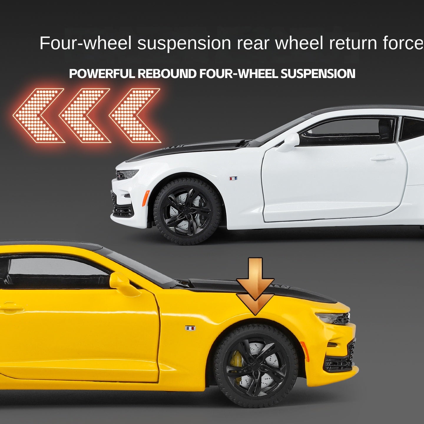 Black Mamba 1:24 Scale Licensed Chevrolet Camaro Die-Cast Alloy Model Toy - Opening Doors, Sound & Light, Pull-Back Function, Shock Absorption, Steering, Horn & Adjustable Seats - Muscle Car Collection