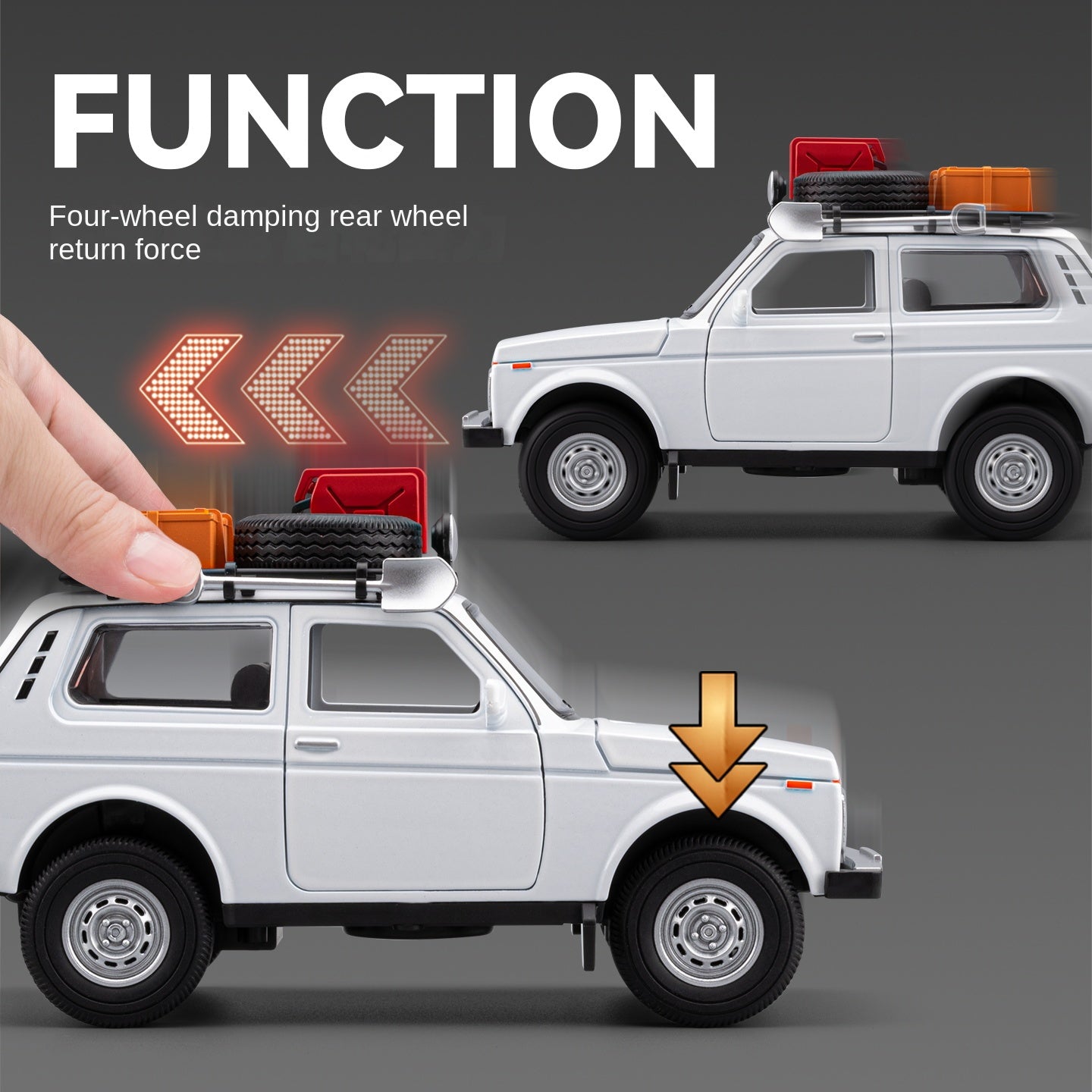 Chezhi 1:24 Scale Die-Cast Alloy Model Toy Compatible with Lada Niva - with Roof Accessories, Opening Doors, Sound & Light, Pull-Back Function, Shock Absorption & Horn - Classic Off-Road Collection