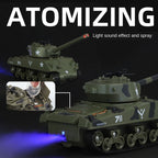 XHD 1:35 Die-Cast Alloy Model - Compatible with American M4 Sherman Tank - Feature-Packed with Smoke/Spray Effect, Sound & Light, Pull-Back Action & Removable Tracks