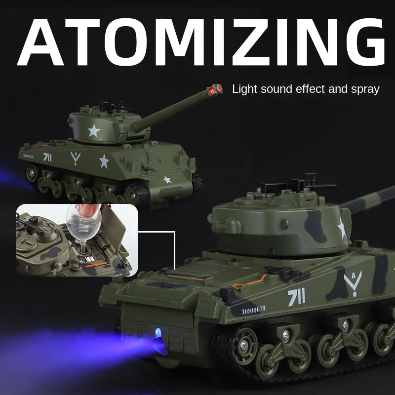 XHD 1:35 Die-Cast Alloy Model - Compatible with American M4 Sherman Tank - Feature-Packed with Smoke/Spray Effect, Sound & Light, Pull-Back Action & Removable Tracks