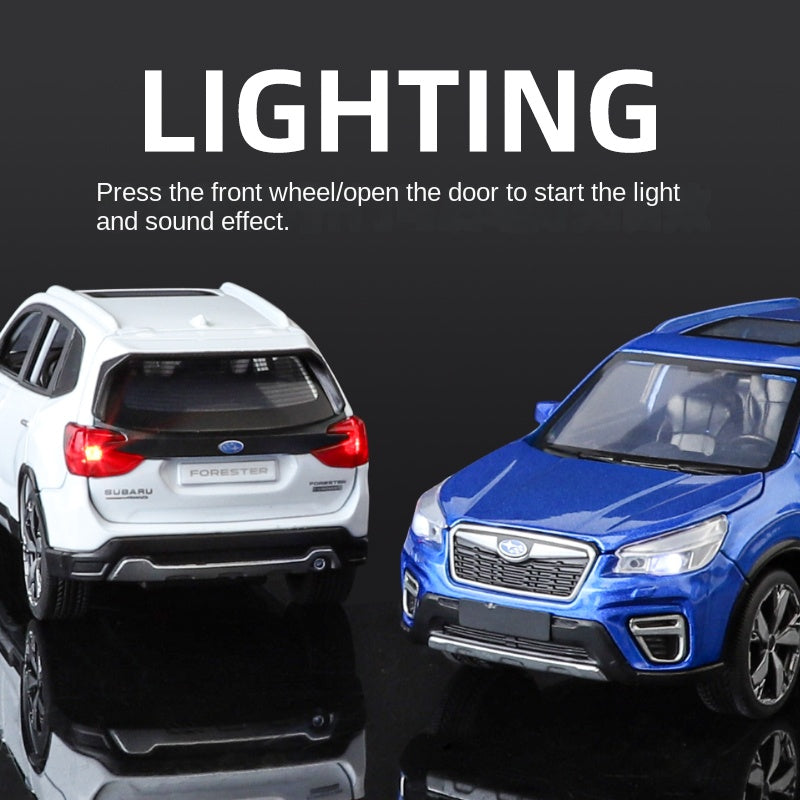 Qiyi 1:30 Scale Licensed Subaru Forester Die-Cast Alloy Model Toy - Opening Doors, Sound & Light, Pull-Back Function, Shock Absorption & Horn - Official SUV Collection