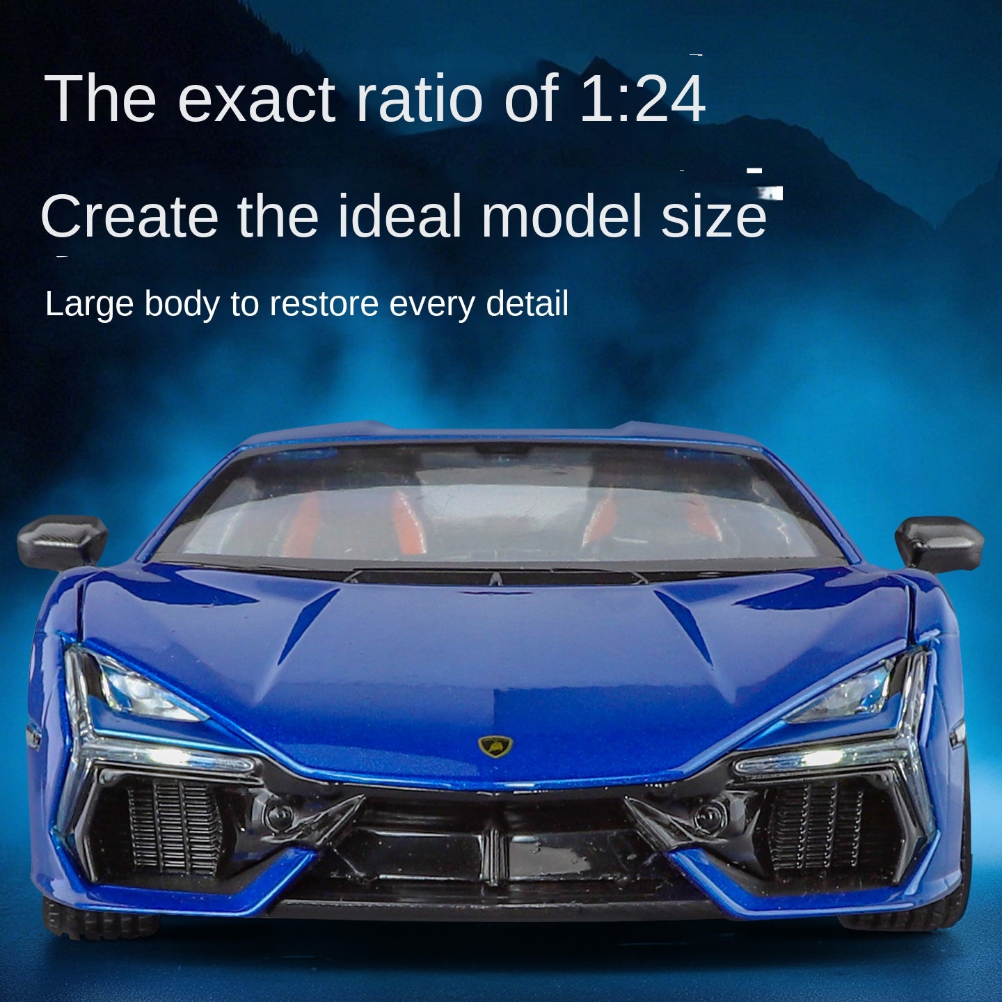 Black Mamba 1:24 Scale Licensed Lamborghini Revuelto Die-Cast Alloy Model Toy - Opening Doors, Sound & Light, Pull-Back Function, Shock Absorption, Steering, Horn & Adjustable Rear Wing - Hybrid Hypercar Collection