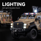 Chezhi 1:24 Scale Licensed Leopard Armored Vehicle Camouflage Edition Die-Cast Alloy Model Toy - Working Searchlight, Folding Steps, Retractable Winch, Opening Doors, Sound & Light, Pull-Back Function, Shock Absorption & Steering