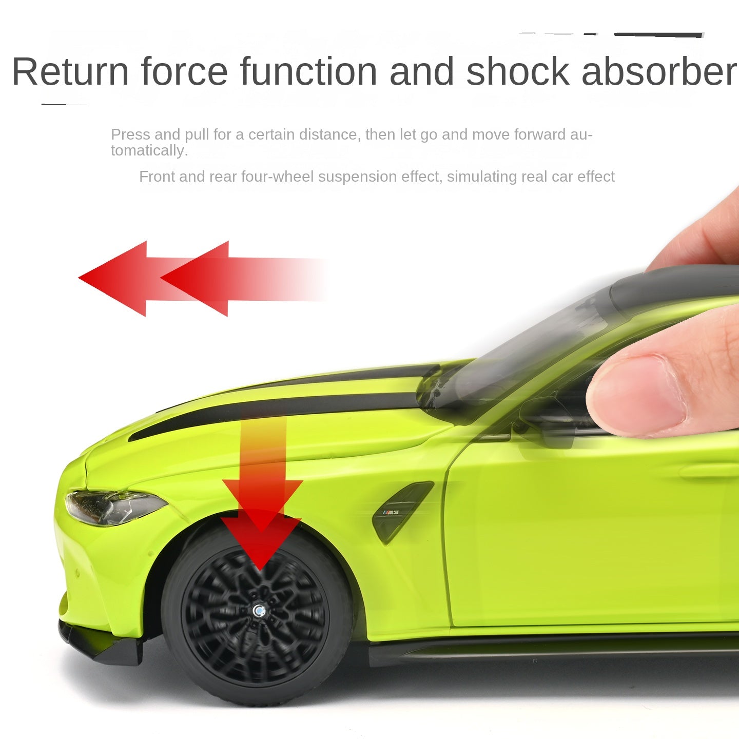 Black Mamba 1:24 Scale Licensed BMW M3 Die-Cast Alloy Model Toy - Opening Doors, Sound & Light, Pull-Back Function, Shock Absorption, Steering, Horn & Adjustable Seats - Sports Car Collection