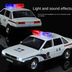 XHD 1:32 Scale Santana Police Car Die-Cast Alloy Model Toy - Police Lights & Siren, Opening Doors, Sound & Light, Pull-Back Function & Shock Absorption - Law Enforcement Vehicle Collection