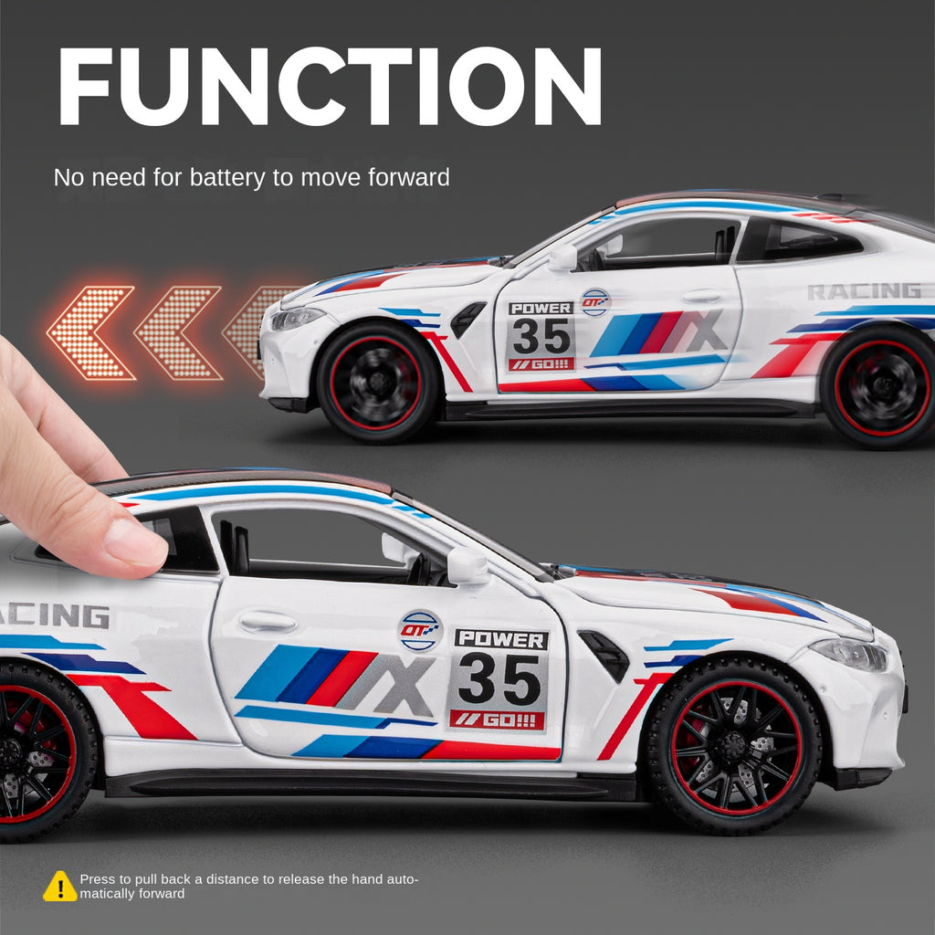 Chezhi 1:32 Scale Die-Cast Alloy Model Toy Compatible with BMW M4 Track Edition - Opening Doors, Sound & Light, Pull-Back Function - Sports Car Collection