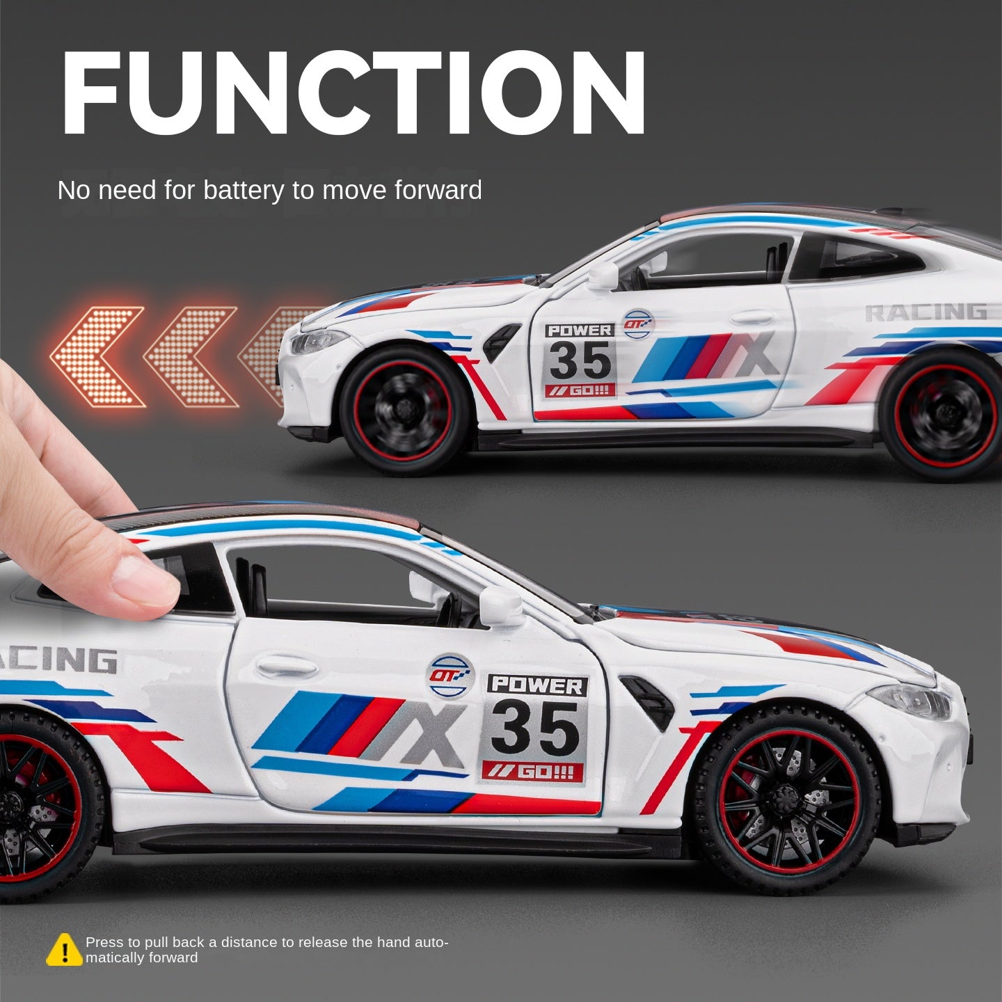 Chezhi 1:32 Scale Die-Cast Alloy Model Toy Compatible with BMW M4 Track Edition - Opening Doors, Sound & Light, Pull-Back Function - Sports Car Collection