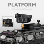 Chezhi 1:24 Licensed “Sabertooth” Armored Riot Control Vehicle Die-Cast Alloy Model - Official Police Tactical Vehicle with Extendable Winch, Foldable Running Board, Opening Doors, Sound & Light, Pull-Back Action, Shock Absorption & Steering