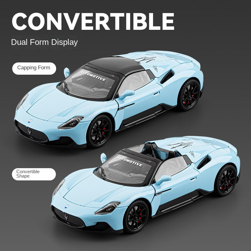 Chezhi 1:24 Die-Cast Alloy Model - Compatible with Maserati MC20 Supercar - Feature-Packed with Retractable Roof Panel, Opening Doors, Realistic Sound & Light, Pull-Back Action, Steering, Shock Absorption & Horn