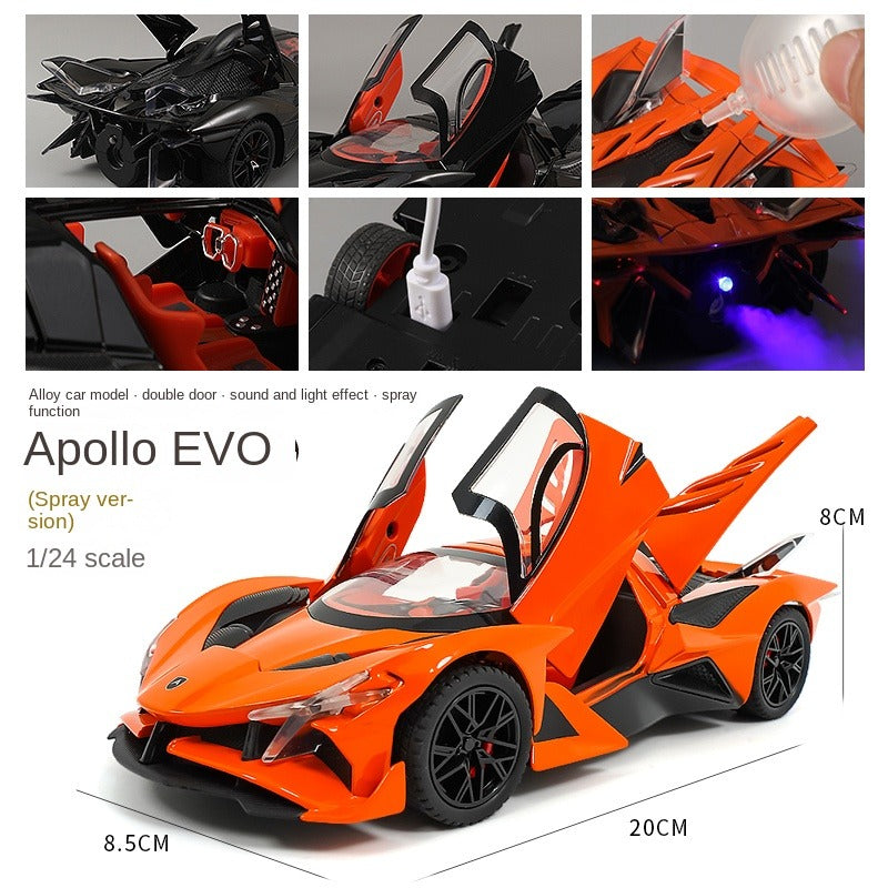 XHD 1:24 Scale Die-Cast Alloy Model Toy Compatible with Apollo Intensa Emozione - Smoke Effect, Opening Doors, Sound & Light, Pull-Back Function & Shock Absorption - Hypercar Collection