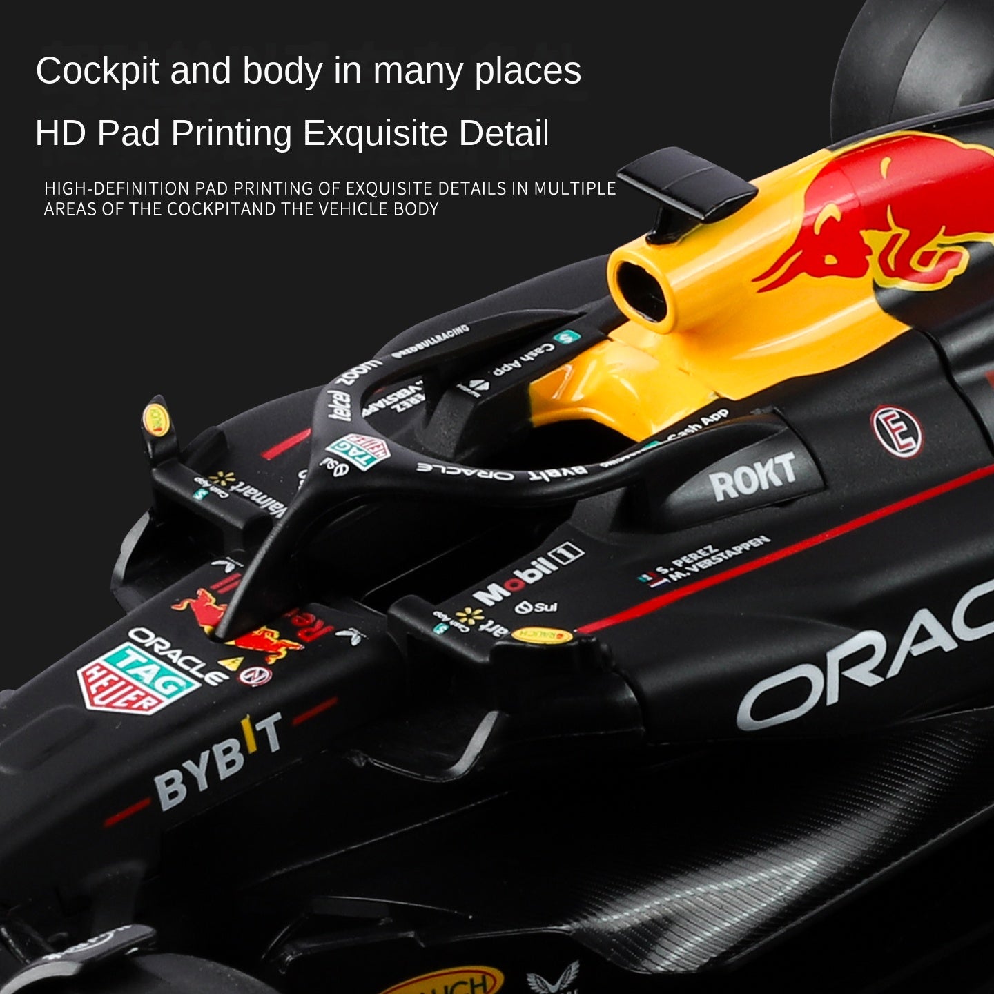 Black Mamba 1:24 Scale Licensed Red Bull RB19 Max Verstappen F1 Racing Car Die-Cast Alloy Static Model with Display Base - Front Wheel Steering - Official F1 Motorsport Collection