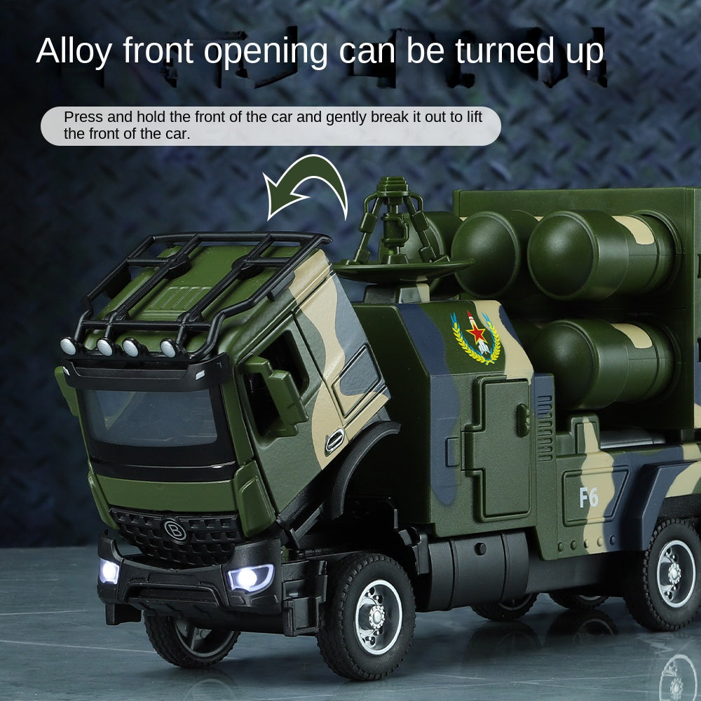 XHD 1:35 Scale HQ-16 Surface-to-Air Missile Launch Vehicle Die-Cast Alloy Model Toy - Ejectable & Elevating Missiles, Opening Doors, Sound & Light, Pull-Back Function - Air Defense Missile Collection