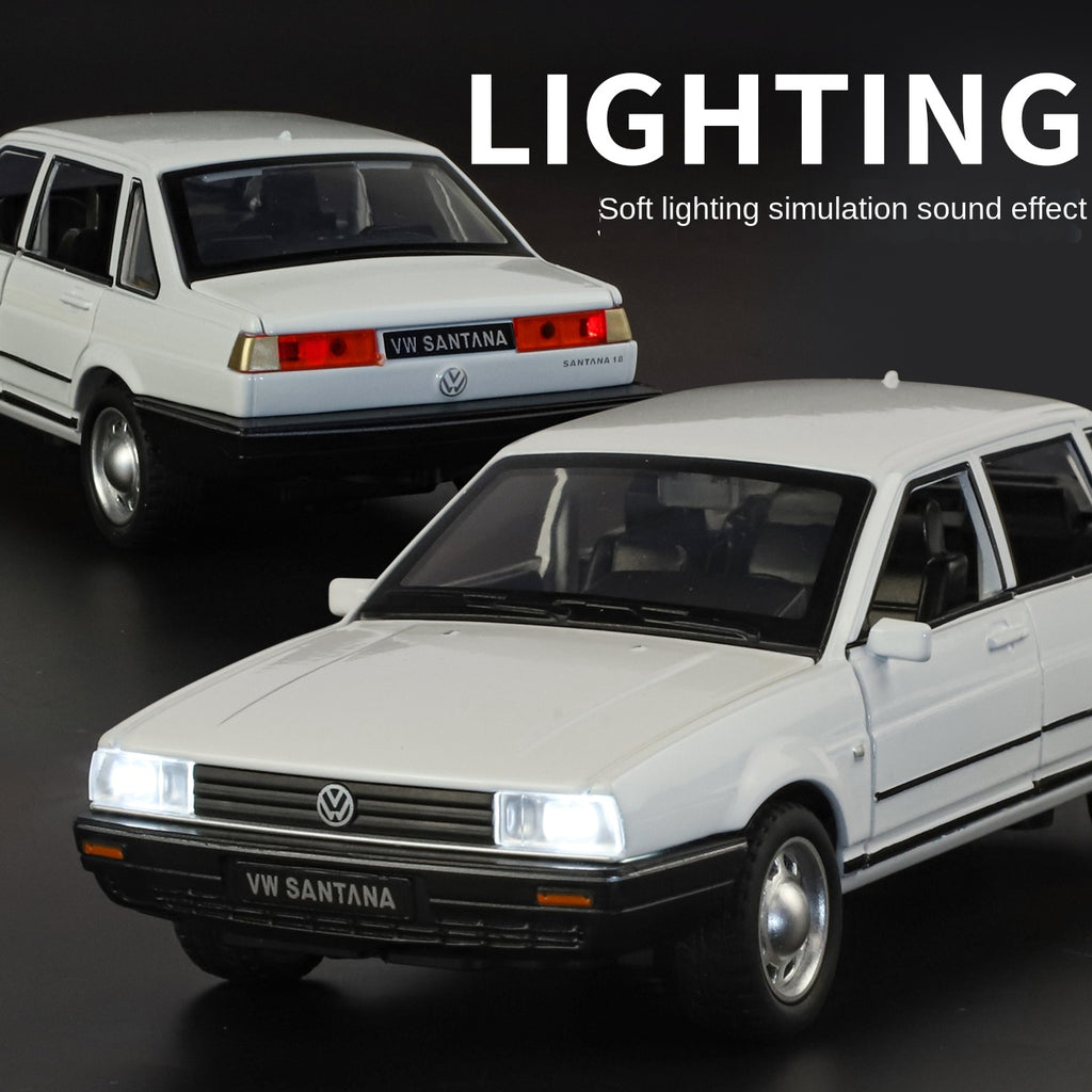 XHD 1:32 Volkswagen Santana Classic Sedan Model - with Opening Doors, Sound & Light, Pull-Back Action & Shock Absorption