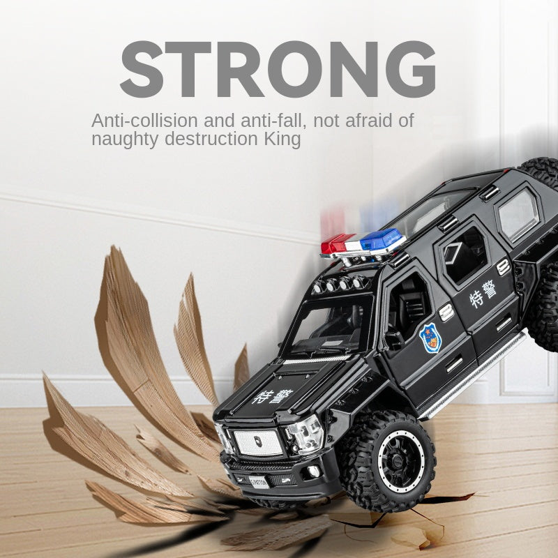 Chezhi 1:24 Scale Die-Cast Alloy Model Toy Compatible with George Patton Police Vehicle - with Working Police Lights & SWAT Edition Markings, Opening Doors, Sound & Light, Pull-Back Function - Special Service Vehicle Collection