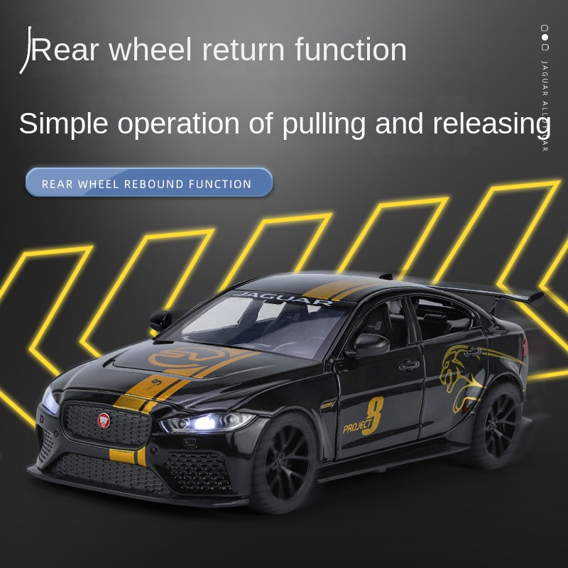Qiyi 1:24 Scale Licensed Jaguar XE SV Project 8 Die-Cast Alloy Model Toy - Opening Doors, Sound & Light, Pull-Back Function, Shock Absorption, Removable Fuel Cap & Foldable Mirrors - Official Performance Sedan Collection