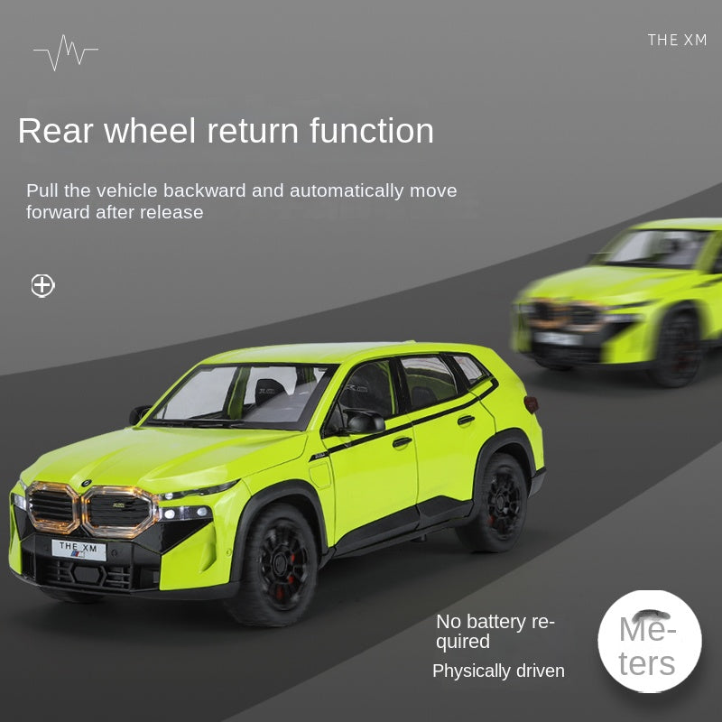 Jinglifang 1:24 Scale Die-Cast Alloy Model Toy Compatible with BMW XM - Opening Doors, Sound & Light, Pull-Back Function, Shock Absorption & Steering - Luxury Performance SUV Collection