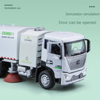 Chimei 1:32 Scale City Sanitation Street Sweeper Die-Cast Alloy Model Toy - Opening Doors, Sound & Light, Pull-Back Function - Municipal Vehicle Collection