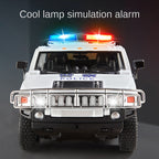 OK 1:18 Die-Cast Alloy Model - Compatible with Hummer H2 - Police & Fire Rescue, Opening Doors, Sound & Light, Shock Absorption, Interactive Steering Wheel, Adjustable Seats & Opening Fuel Cap