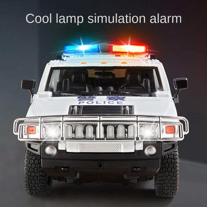 OK 1:18 Die-Cast Alloy Model - Compatible with Hummer H2 - Police & Fire Rescue, Opening Doors, Sound & Light, Shock Absorption, Interactive Steering Wheel, Adjustable Seats & Opening Fuel Cap