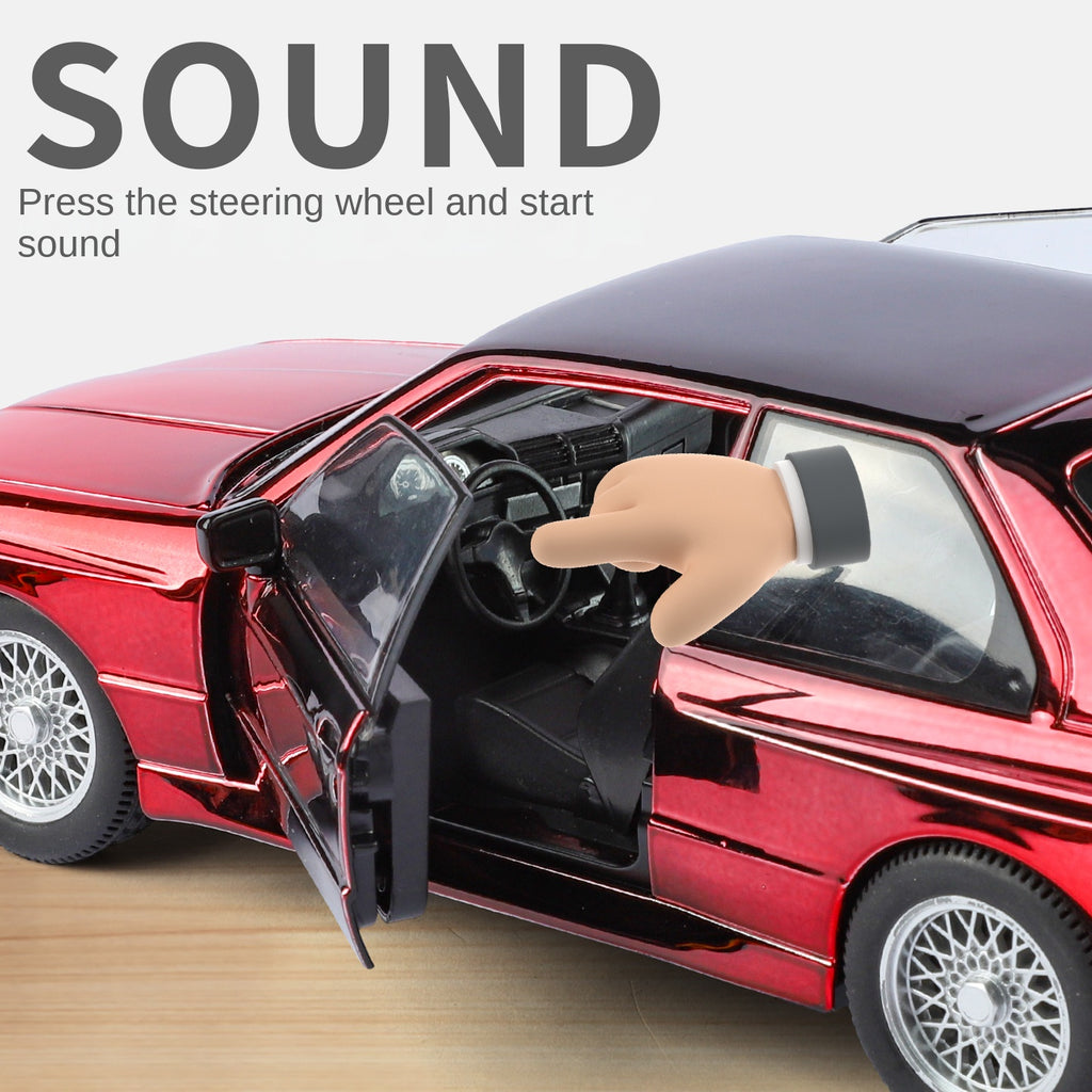 Jinglifang 1:24 Scale Chrome Edition Die-Cast Alloy Model Toy Compatible with BMW M3 - Opening Doors, Sound & Light, Pull-Back Function, Shock Absorption, Steering, Horn & Foldable Mirrors - Sports Car Collection