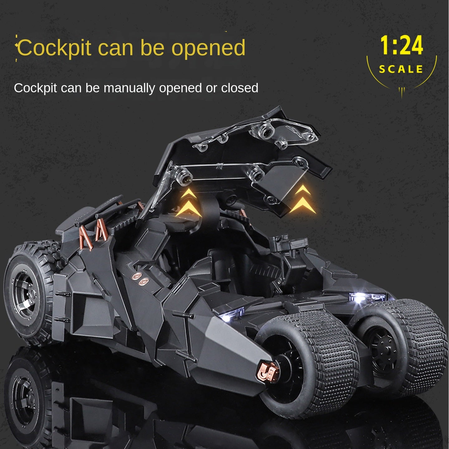 QiYi 1:24 Licensed Batman Tumbler Alloy Model - Official “The Dark Knight Trilogy” Movie Replica with Spray Effect, Sound & Light, and Shock Absorption - Limited Collector‘s Edition