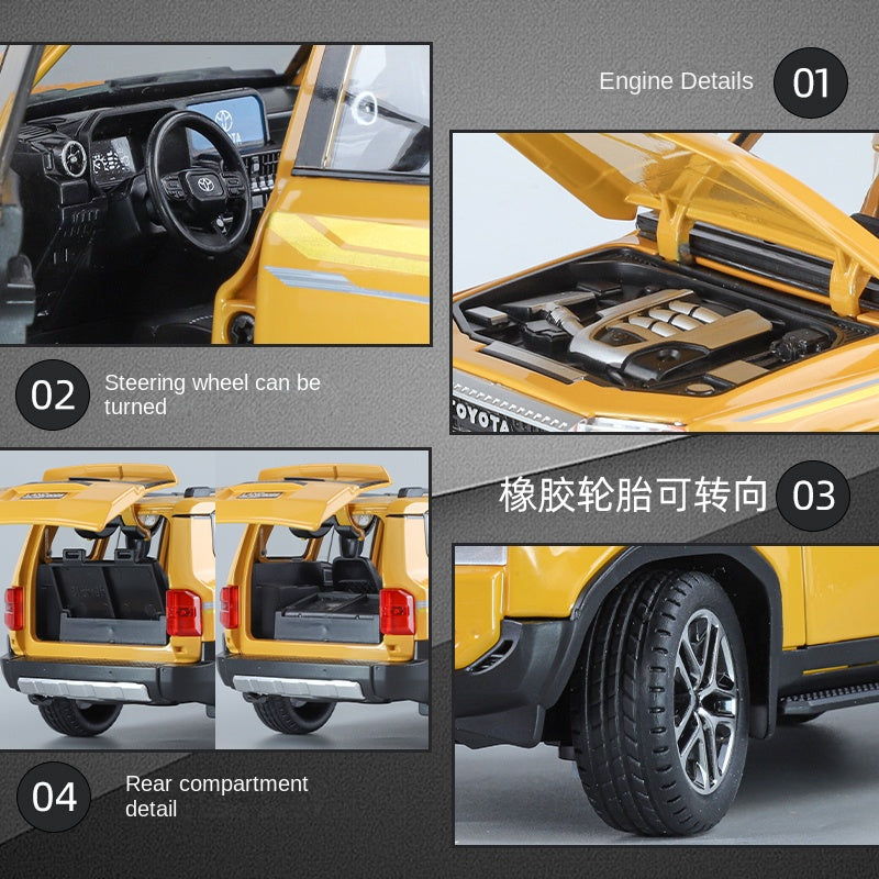 Jin Lifang 1:24 Die-Cast Alloy Model - Compatible with Toyota Land Cruiser Prado (LC250) - Ultimate Off-Road SUV with Opening Doors, Sound & Light, Pull-Back Action, Shock Absorption, Interactive Steering & Foldable Mirrors