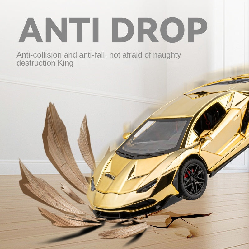 Chezhi 1:24 Die-Cast Alloy Model - Compatible with Lamborghini Aventador SVJ LP770-4 - Ultimate Supercar with Opening Doors, Sound & Light, Pull-Back Action, Shock Absorption & Adjustable Rear Wing