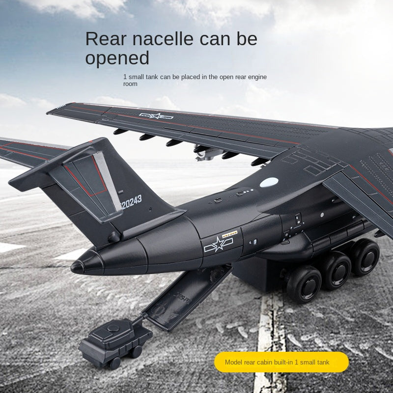 Chezhi 1:180 Licensed Xian Y-20 "Kunpeng" Die-Cast Alloy Model - Official Military Transport Aircraft with Display Stand, Opening Cargo Door, Retractable Nose Gear, Movable Control Surfaces, Sound & Light & Pull-Back Action