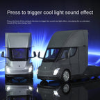 XHD 1:24 Scale Die-Cast Alloy Model Toy Compatible with Tesla Semi Truck - with Mini Charging Station, Opening Doors, Sound & Light, Pull-Back Function, Shock Absorption & Steering - Electric Truck Collection