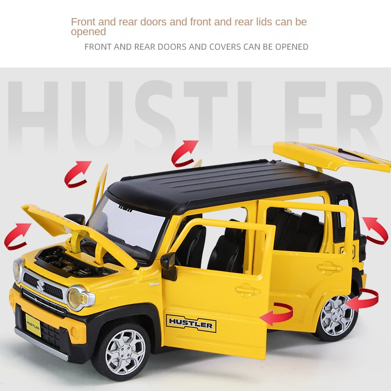 Qiyi 1:22 Scale Licensed Suzuki Hustler Die-Cast Alloy Model Toy - Opening Doors, Sound & Light, Pull-Back Function & Horn - Official Kei Car Collection