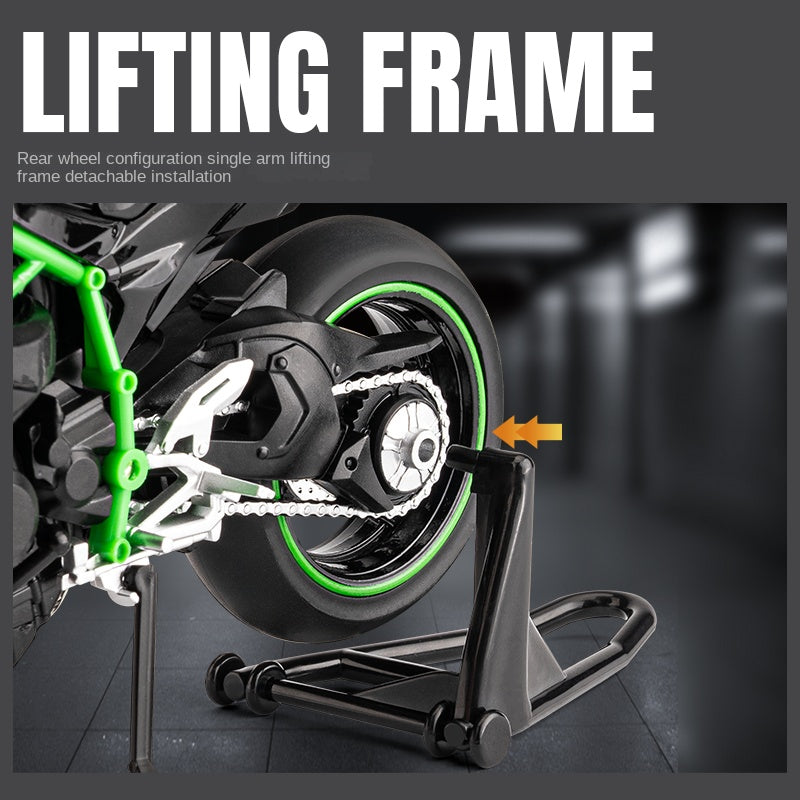 Jiaye 1:12 Scale Die-Cast Alloy Motorcycle Model Toy Compatible with Kawasaki Ninja H2R - Sound & Light, Shock Absorption & Steering - Superbike Collection