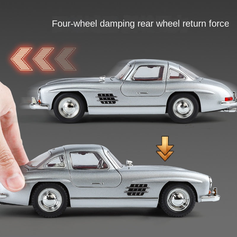 XHD 1:24 Die-Cast Alloy Model - Compatible with Mercedes-Benz 300SL Gullwing - Classic Icon with Opening Doors, Sound & Light, Pull-Back Action, Shock Absorption & Steering