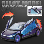 XHD 1:24 Scale Tesla Robotaxi Die-Cast Alloy Model Toy - Opening Doors, Sound & Light, Pull-Back Function, Shock Absorption & Steering - Autonomous Vehicle Collection