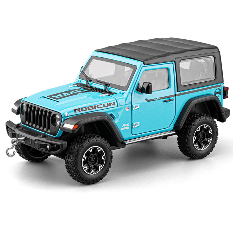 Chezhi 1:24 Die-Cast Alloy Model - Compatible with Jeep Wrangler Off-Roader - Feature-Packed with Removable Roof, Extendable Winch, Opening Doors, Realistic Sound & Light, Pull-Back Action, Shock Absorption & Steering