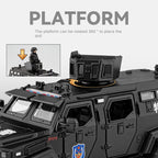 Chezhi 1:32 Licensed “Sabertooth” Armored Riot Control Vehicle Die-Cast Alloy Model - Official Police Tactical Vehicle with Opening Doors, Sound & Light, Pull-Back Action, Shock Absorption & Foldable Running Board