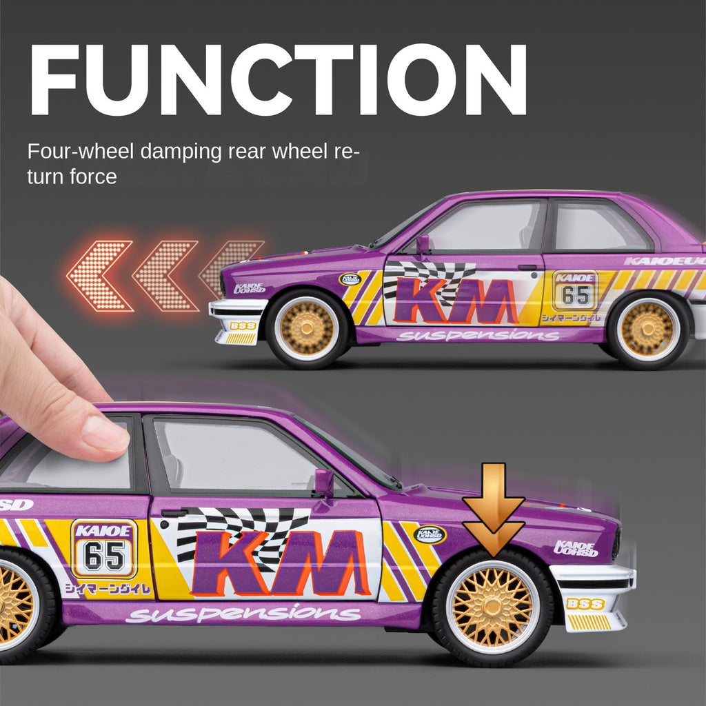 Chezhi 1:24 Scale Racing Livery Edition Die-Cast Alloy Model Toy Compatible with BMW M3 - Opening Doors, Sound & Light, Pull-Back Function, Shock Absorption, Steering, Horn, Foldable Mirrors & Removable Fuel Cap - Sports Car Collection