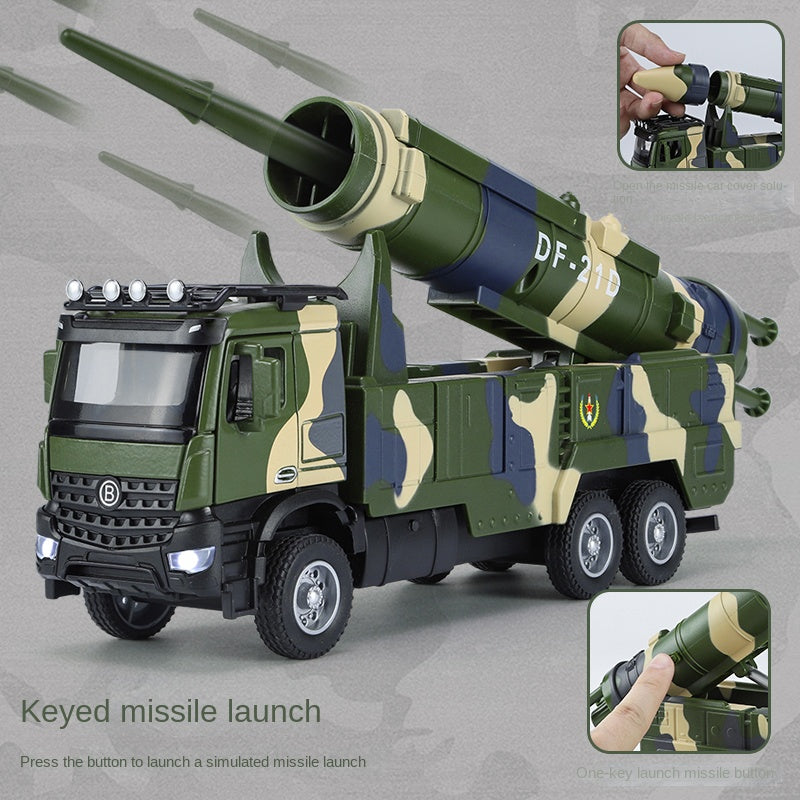 XHD 1:35 Scale Dongfeng-21D Anti-Ship Ballistic Missile Launch Vehicle Die-Cast Alloy Model Toy - Ejectable & Elevating Missile, Opening Doors, Sound & Light, Pull-Back Function - Strategic Missile Collection