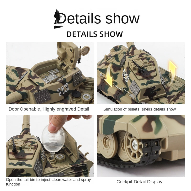 XHD 1:35 Die-Cast Alloy Model - Compatible with German King Tiger Heavy Tank - Feature-Packed with Smoke/Spray Effect, Sound & Light, Pull-Back Action & Removable Tracks