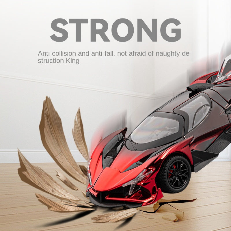 Chezhi 1:24 Chrome Edition Die-Cast Alloy Model - Compatible with Apollo Evo Hypercar - Feature-Packed with Opening Doors, Realistic Sound & Light, Pull-Back Action, Shock Absorption, Steering & Horn