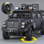 Jinglifang 1:24 Scale Die-Cast Alloy Model Toy Compatible with Leopard Armored Riot Vehicle - Opening Doors, Sound & Light, Pull-Back Function, Shock Absorption & Steering - Law Enforcement Vehicle Collection