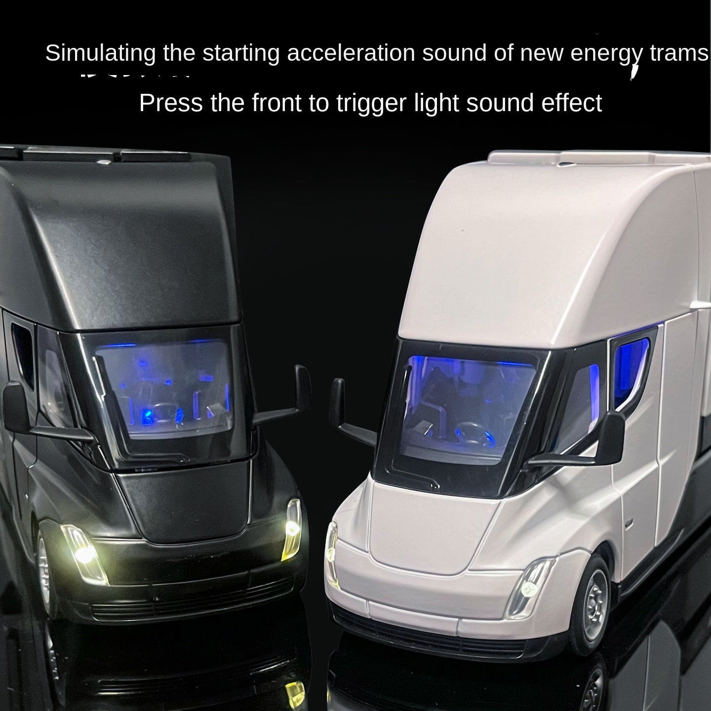 XHD 1:32 Scale Die-Cast Alloy Model Toy - Tesla Semi Double-Deck Container Transport Truck with Opening Doors, Sound & Light, Pull-Back Function & Shock Absorption - Electric Commercial Vehicle Collection
