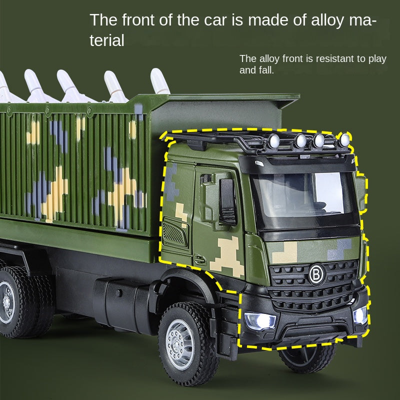 XHD 1:35 Scale UAV Launch Vehicle Die-Cast Alloy Model Toy - Elevating Drone Loading Compartment, Ejectable Drone, Opening Doors, Sound & Light, Pull-Back Function - Military Tech Collection